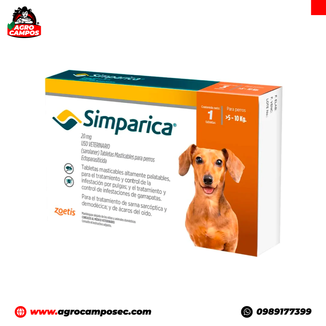 Simparica 5-10Kg / 20mg (ENVÍO GRATIS)